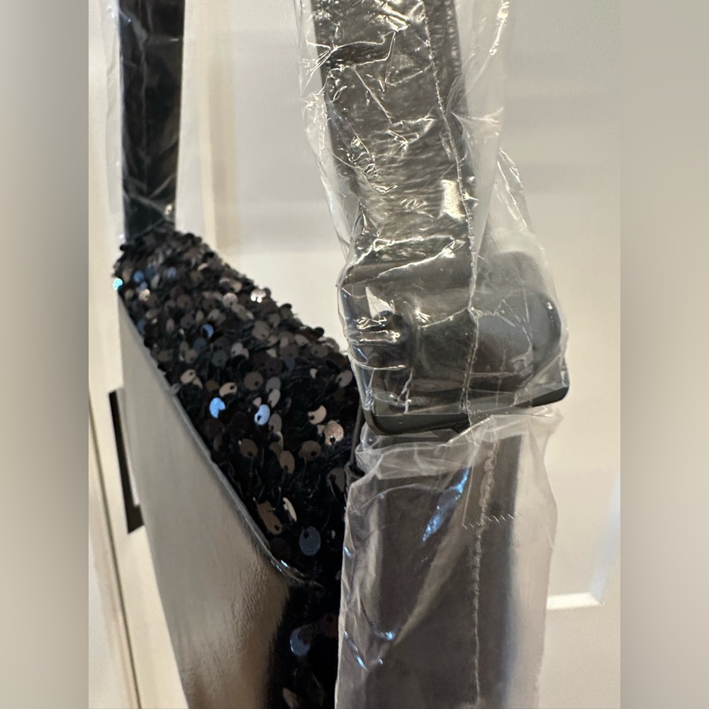 Nicole Miller Sequined Shoulder Bag - NWT - Adjustable Strap - Black - Clutch - Picture 8 of 13